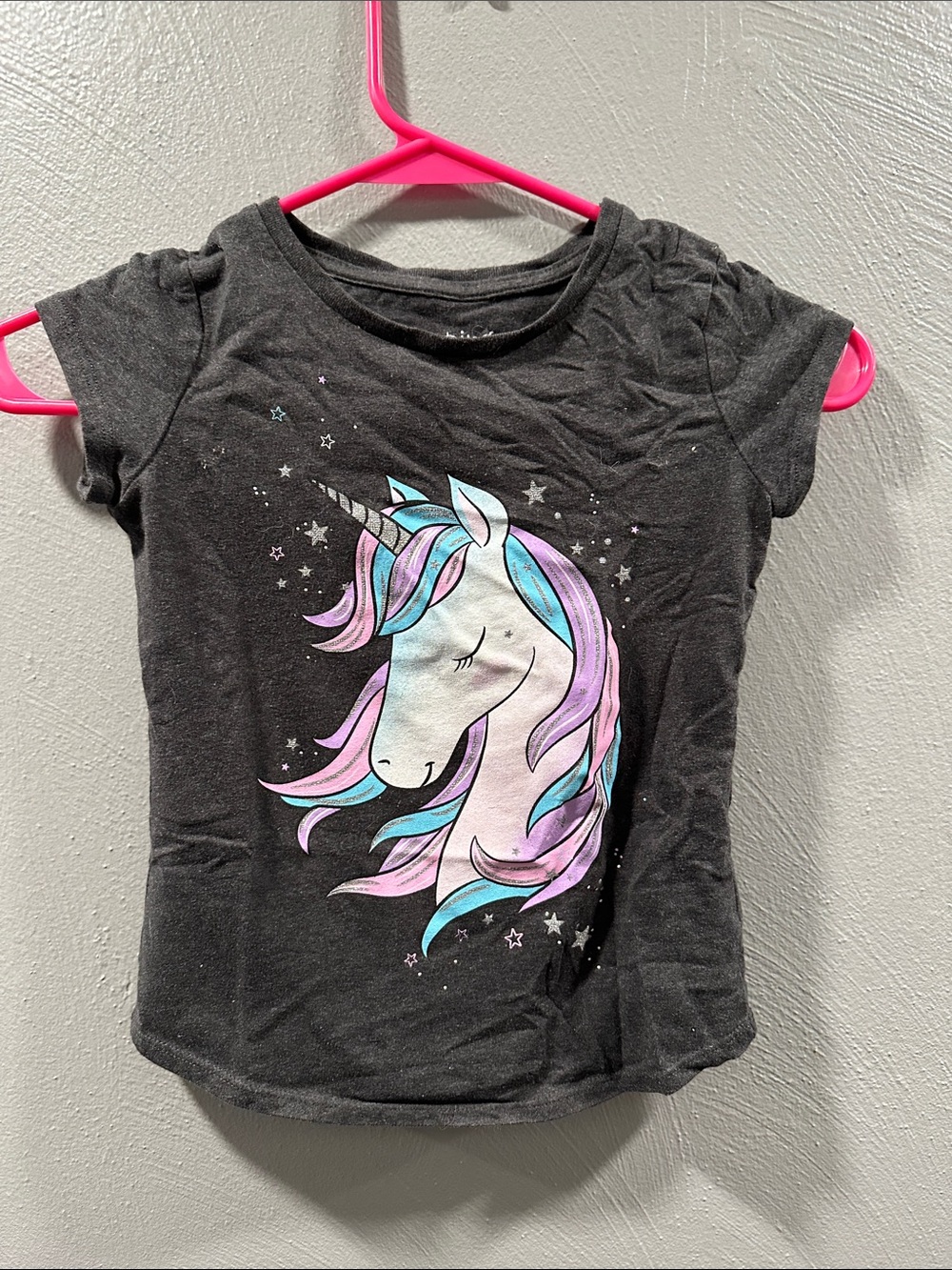 jumping beans Black Tee with Pastel Unicorn Graphic